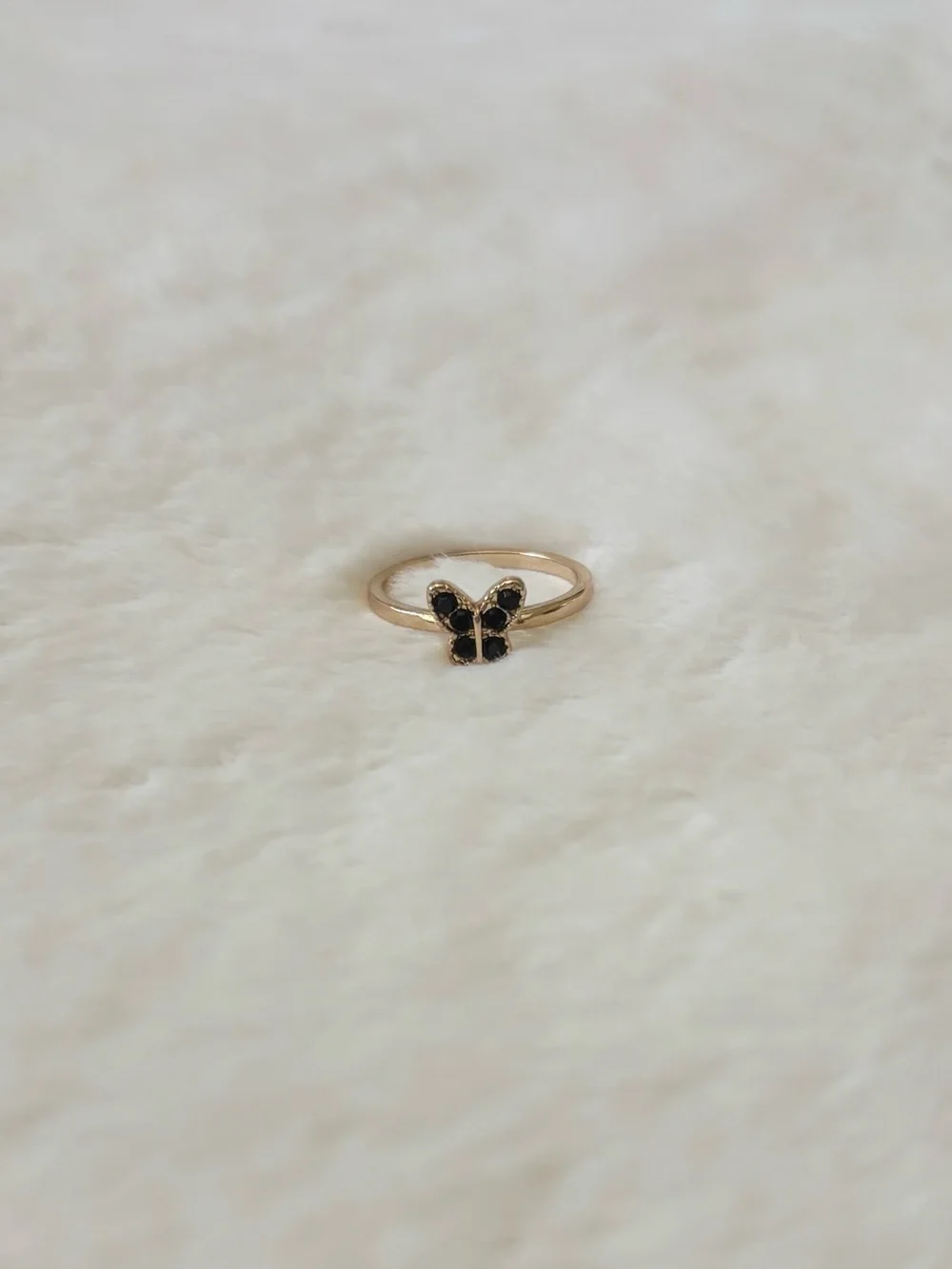 5/$15 🩷 MUST BUNDLE Delicate Gold Butterfly Ring with Black Stones
